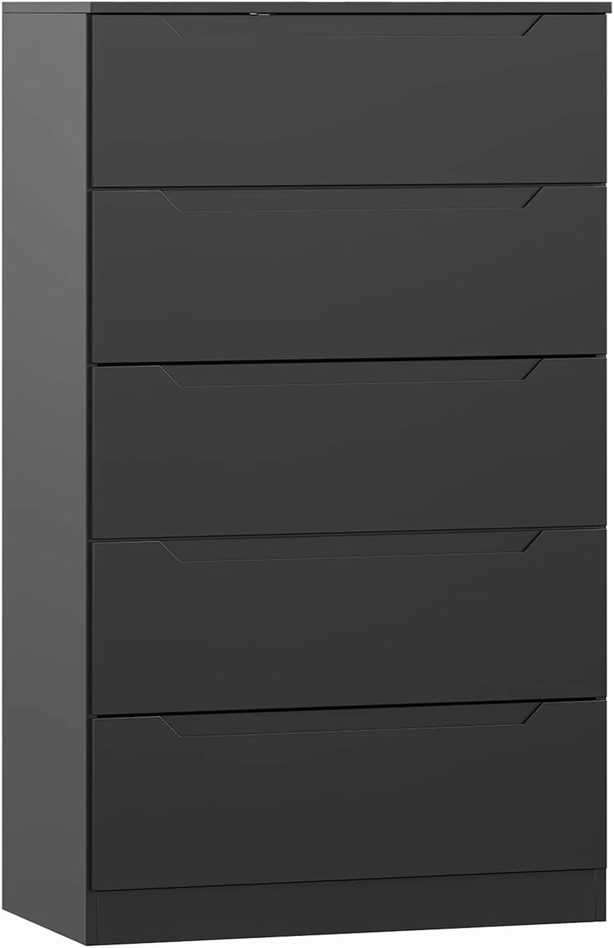 2026 NewWinkalon Vertical 5 Drawer Dresser, Wood Storage Cabinet with Upgraded Stable Base for Bedroom Living Room, Black