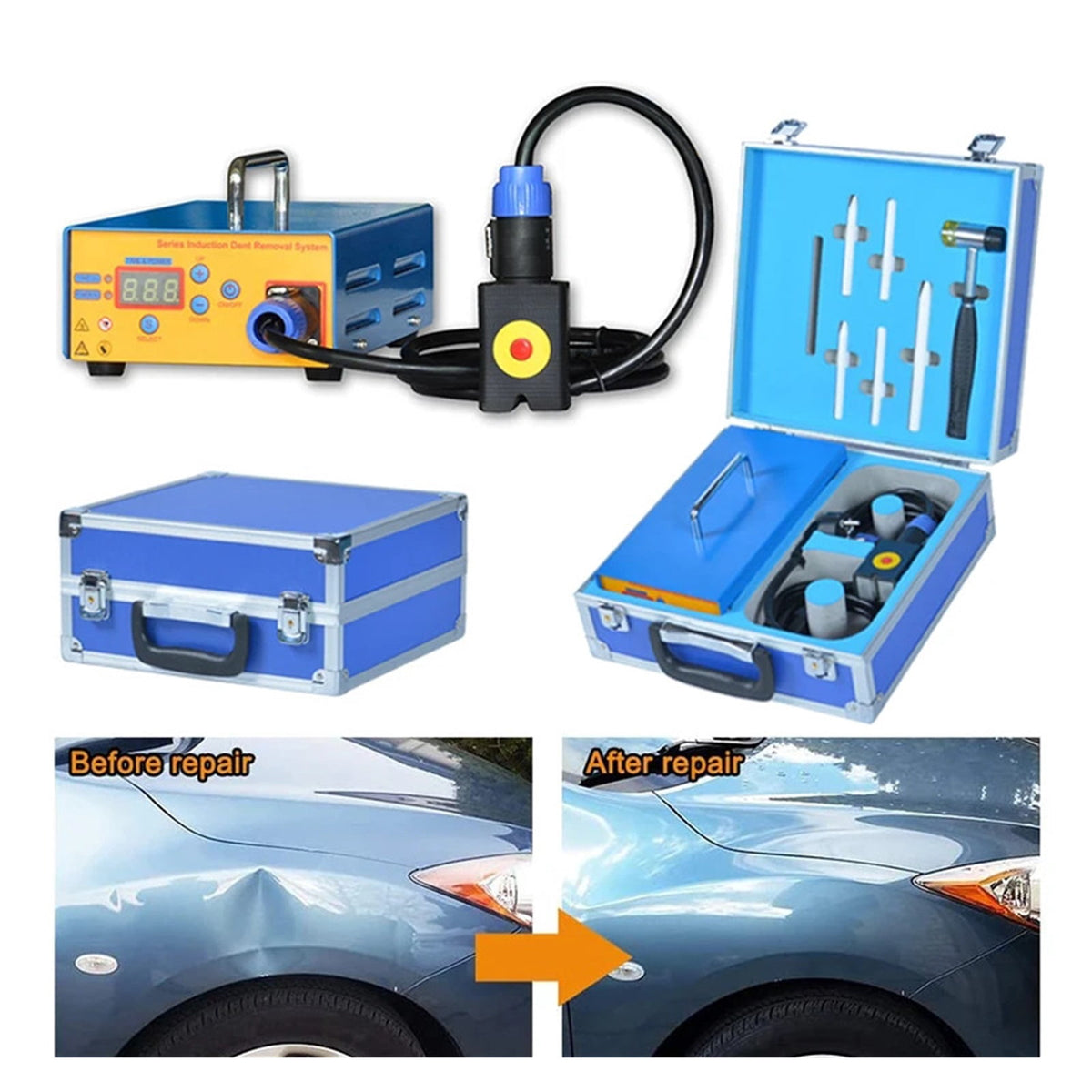 Auto Body Paintless Dent Repairs Machine Portable Removal Induction Heating Equipment Car Metal Plate Dents Restore Pulling Tool ,30S Fast Heating