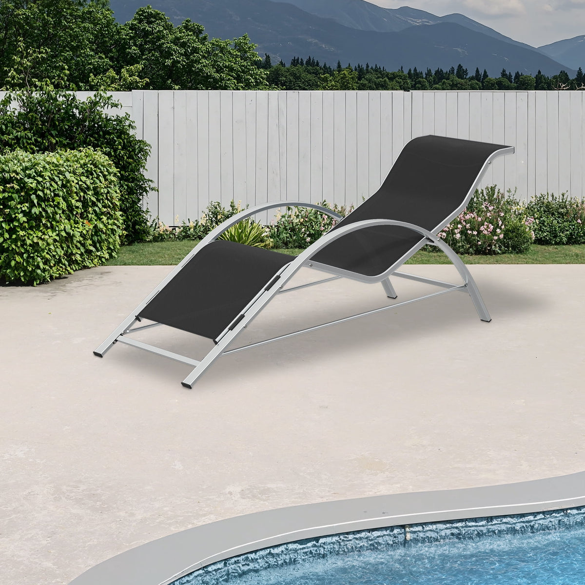 3-Piece Outdoor Chaise Lounge Chair Set – Reclining Patio Loungers with Aluminum Table & Armrests – Weather-Resistant, Modern Tanning Chairs for Poolside, Garden, Beach, Modern Black
