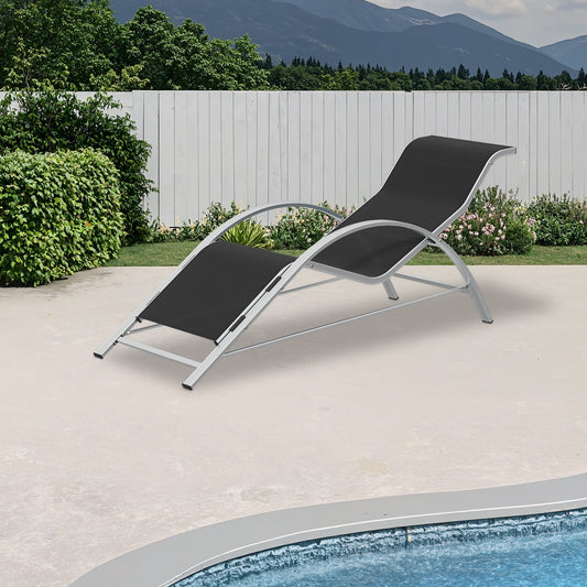3-Piece Outdoor Chaise Lounge Chair Set – Reclining Patio Loungers with Aluminum Table & Armrests – Weather-Resistant, Modern Tanning Chairs for Poolside, Garden, Beach, Modern Black
