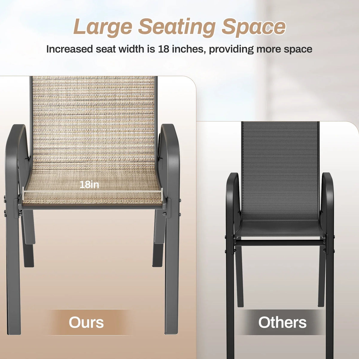 2026 NewArlopu 8Pcs Patio Dining Chairs Outdoor Stackable Armrest Chairs for Lawn Garden Backyard