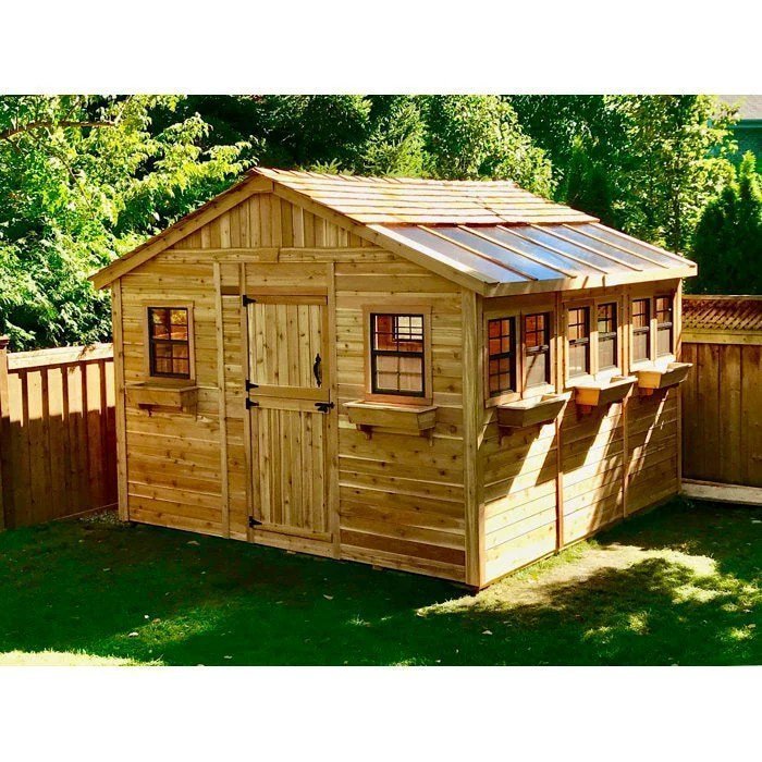 12 ft. W x 12 ft. D Cedar Wood Sunshed Garden Shed
