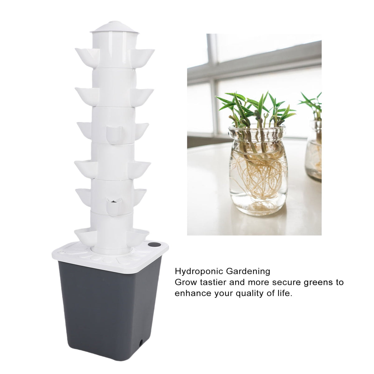 Hydroponics Growing System, Vertical 18 Hole Hydroponic Tower with 10L Watertank Hydroponic Tower for Indoor Vegetable Growing At Home