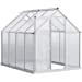 Outsunny 8' x 6' Aluminum Outdoor Greenhouse, Polycarbonate Walk-in Garden Greenhouse Kit with Adjustable Roof Vent, Rain Gutter and Sliding Door for Winter, Silver