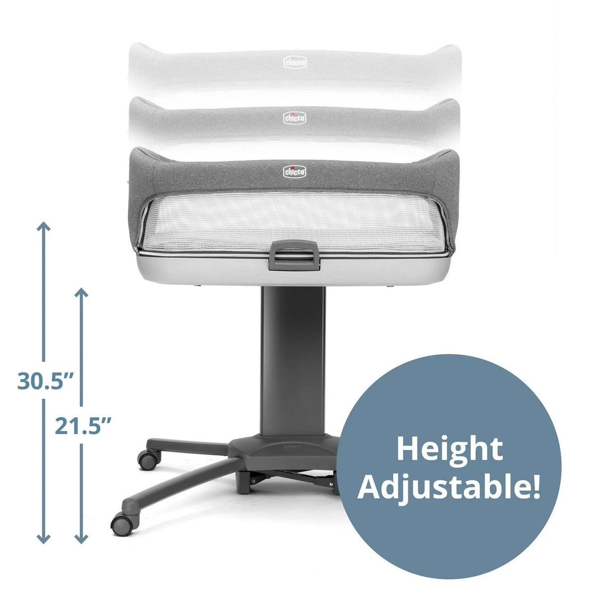 2026 NewChicco Close to You 3-in-1 Portable Bedside Bassinet and Changing Table - Heather Grey (Grey). New