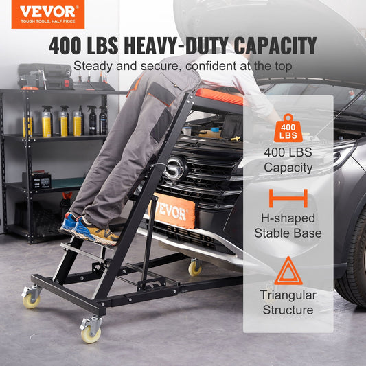 VEVOR Automotive Topside Creeper, Engine Creeper 42.5"-64.8", 400 LBS Capacity High Top Creeper, 4 Swivel Caster Wheels, Padded Deck, Foldable Creeper for Home Garage, Workshop Repair Maintenance