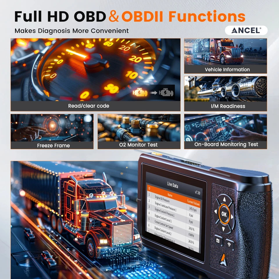 ANCEL Heavy Duty Truck Scanner OBD2 Tool for Vehicles