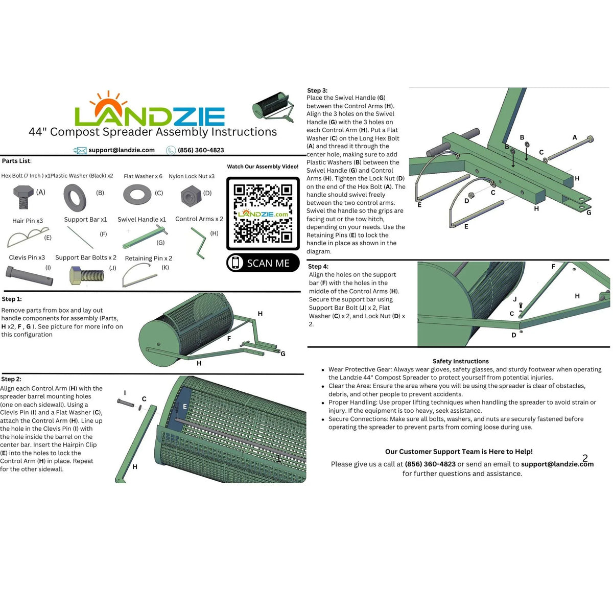 2026 NewLandzie Compost Spreader 24 Inch Walk-Behind Lawn & Garden Spreader with Metal Mesh Basket