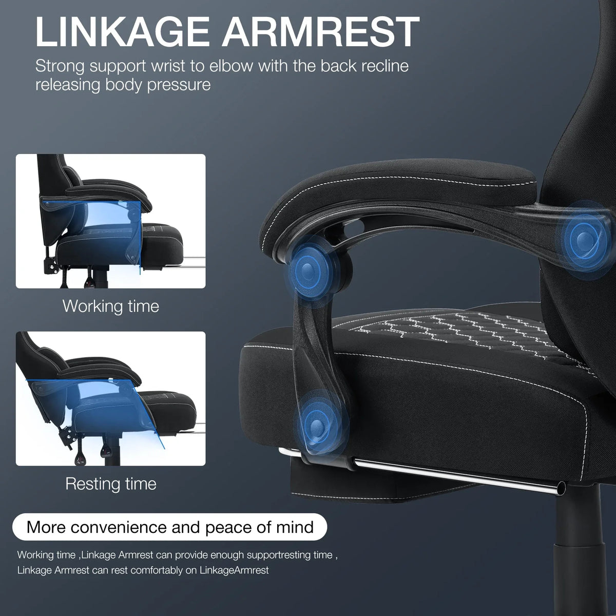 2026 NewHoffree Gaming Chair with Massage Fabric Office Chair with footrest for Adults, Ergonomic Gamer Chair with Headrest and Lumbar Support for Office Gaming, 440 LBS
