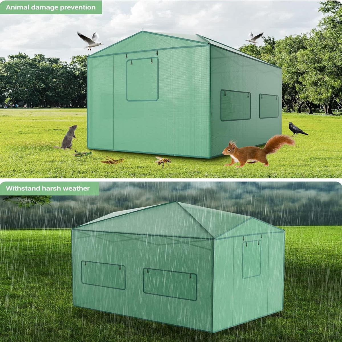 Eastvita 8 x 12 ft Portable Pop - Up Greenhouse Zippered Doors/Mesh Window Walls/Clear Green Pop - up Greenhouse