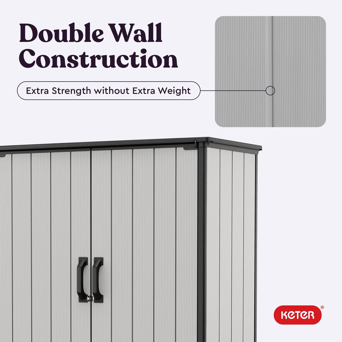 2026 NewKeter Premier Tall Vertical Durable Resin Outdoor Storage Shed With Floor and Locking Double Doors, Grey