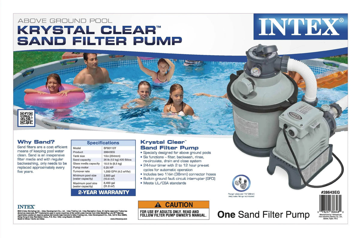 2026 NewIntex 1200 GPH Krystal Clear Above Ground Pool Sand Filter Pump Set | 28643EG