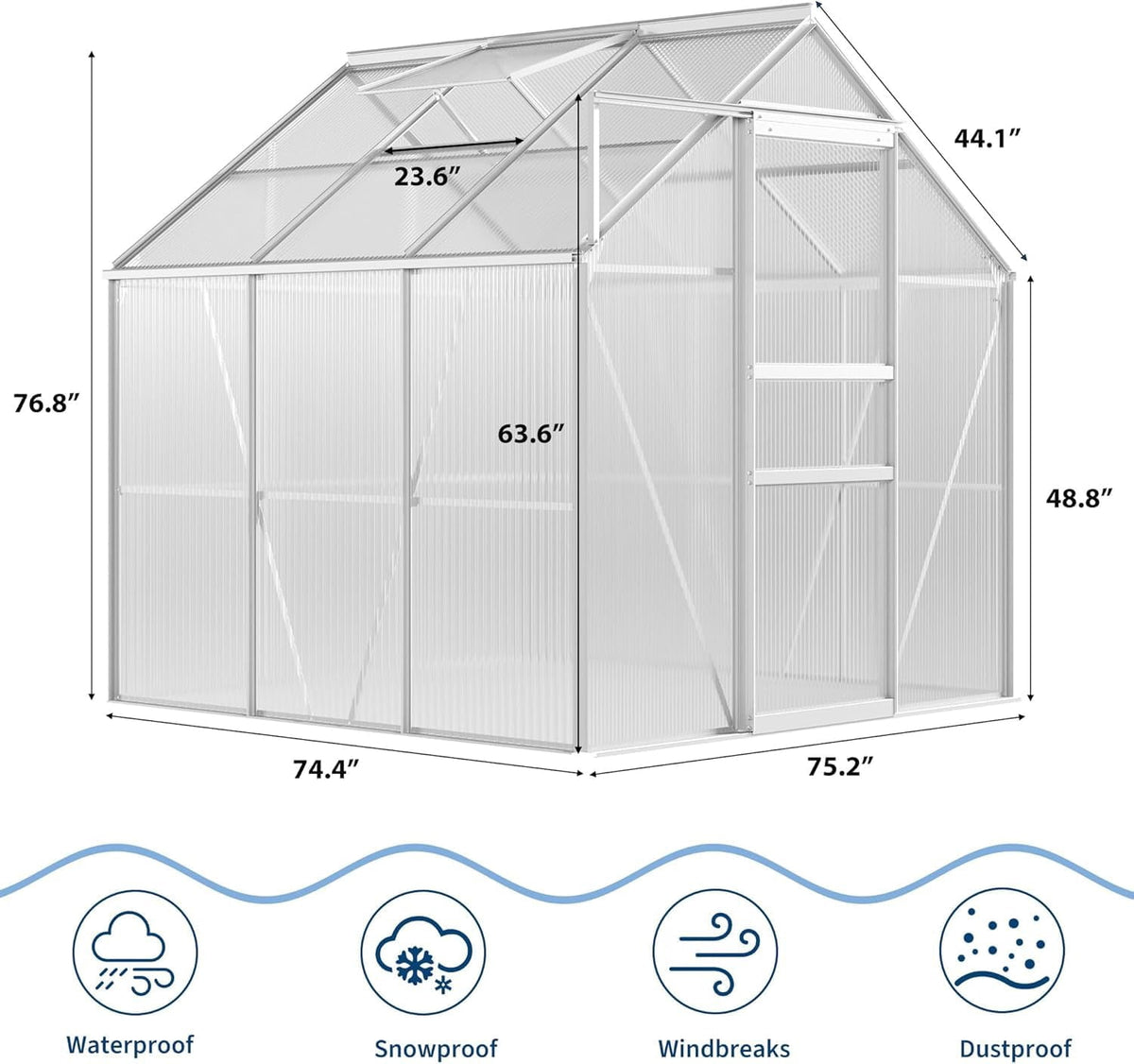 DSstyles Greenhouse Kit for Outdoors 67.32 in x 51.7 in x 76.8 in Shade House Greenhouses, Waterproof