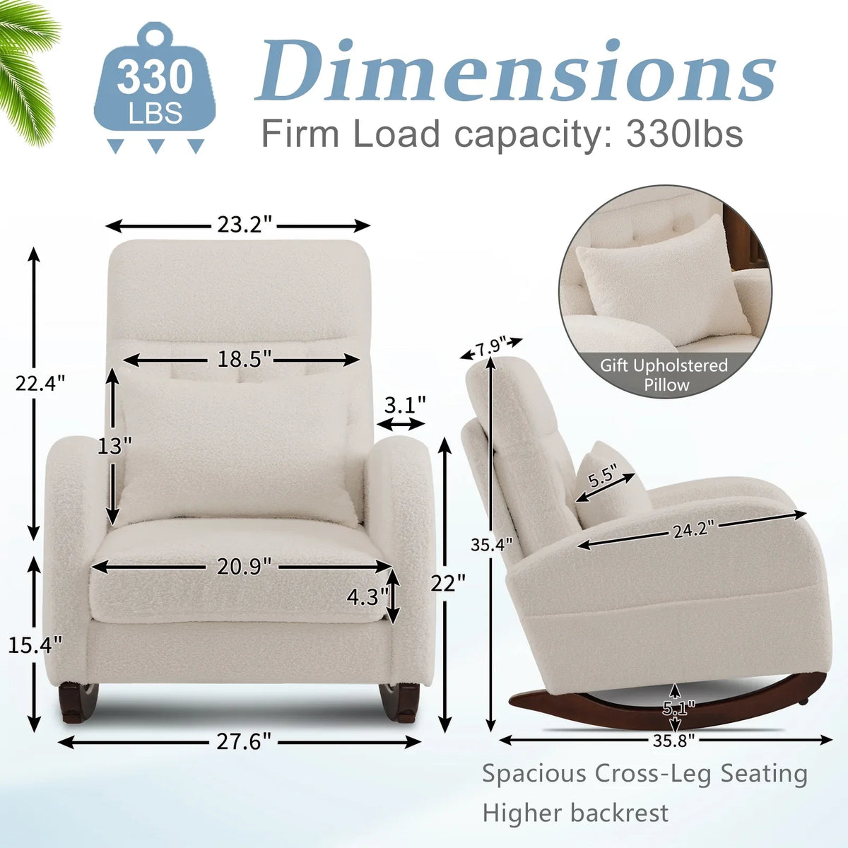 2026 NewKtaxon Rocking Accent Chair Glider Reading Chair Comfy Teddy Velvet Upholstered Single Sofa Rocker for Living Room, Nursery, Bedroom Beige