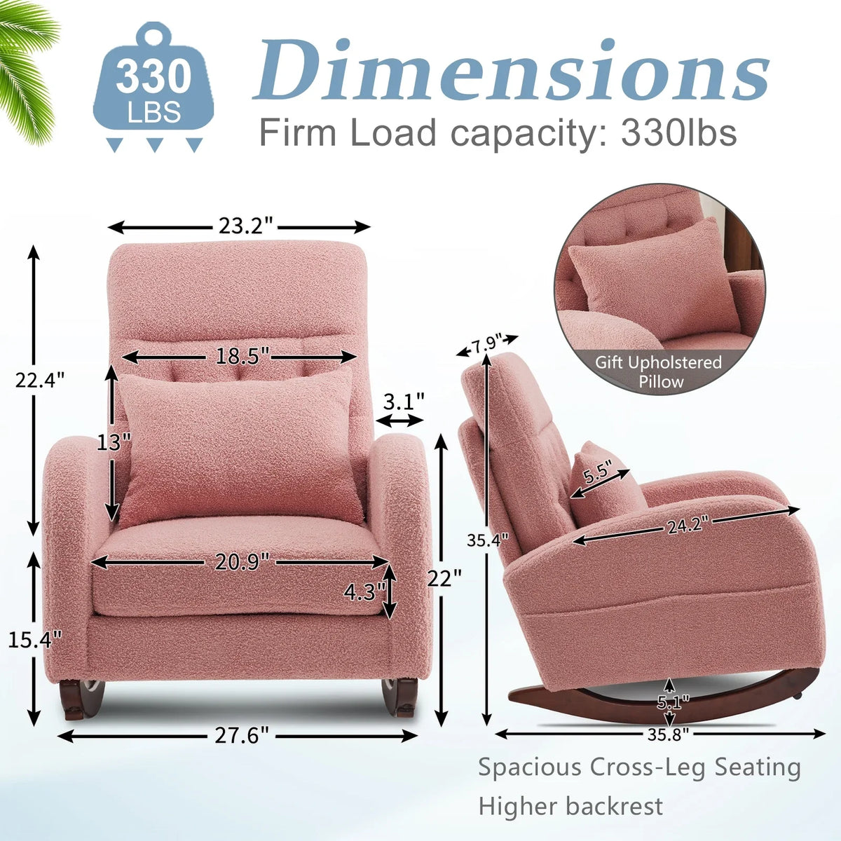 2026 NewKtaxon Rocking Accent Chair Glider Reading Chair Comfy Teddy Velvet Upholstered Single Sofa Rocker for Living Room, Nursery, Bedroom Beige