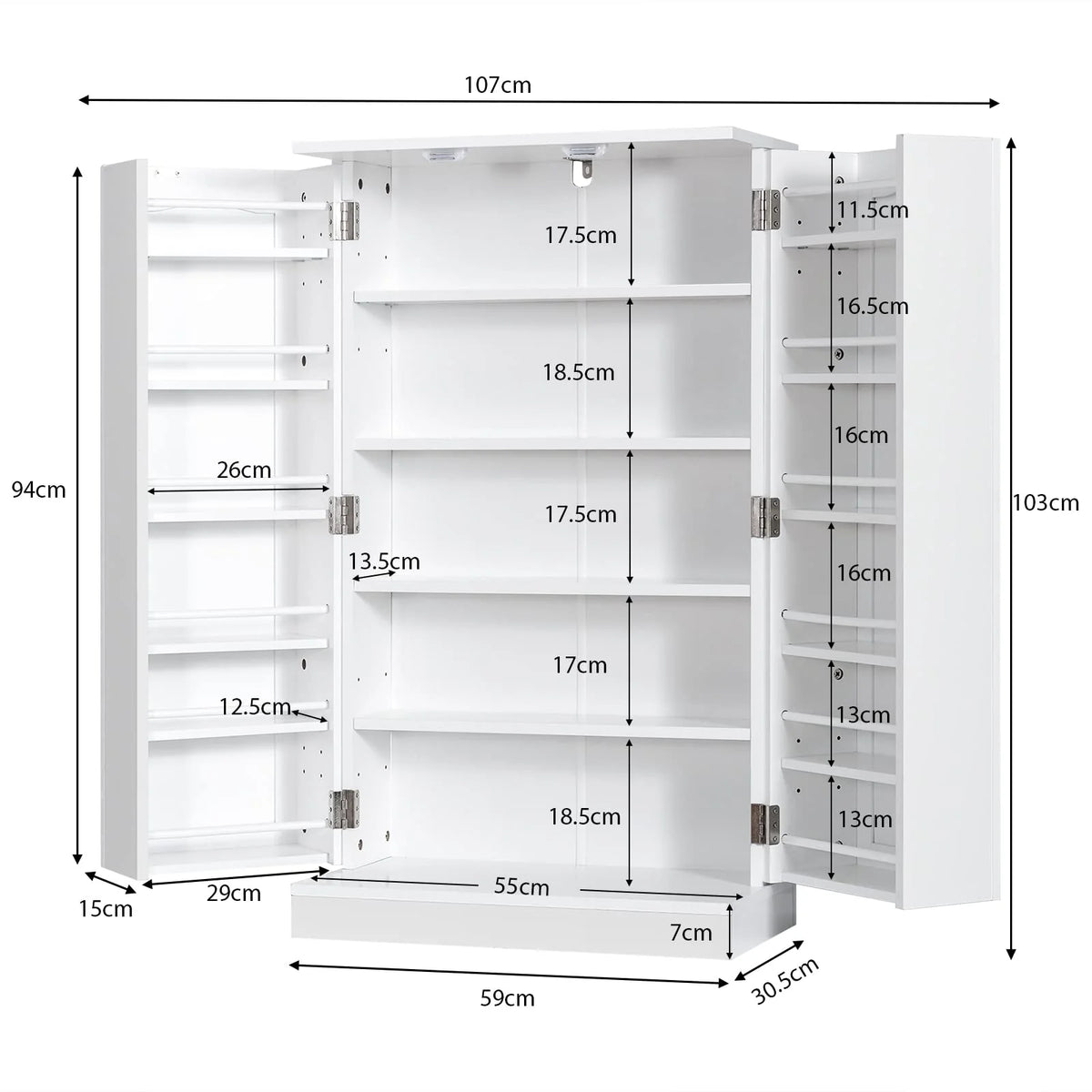 Giantex 2-Door Pantry Cabinet w/ 6 Adjustable Shelves, 17-Tier Buffet Sideboard, Kitchen Storage Cabinet