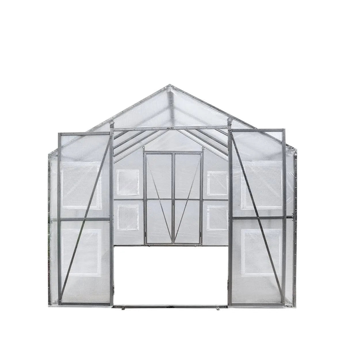 Greenhouse Grow Tent, 8' x 13', 20 Mil Ripstop Leno Mesh PVC Cover, Galvanized Steel Frame, Roll-up Windows, TMG-GH813