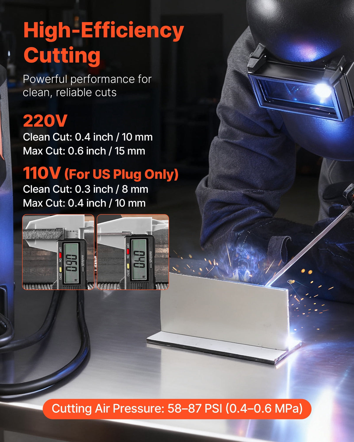 VEVOR 3-in-1 Plasma Cutter Welder Combo - CUT/TIG/MMA, 50A Plasma Cutting Machine & 200A TIG Stick Welder, 110/220V