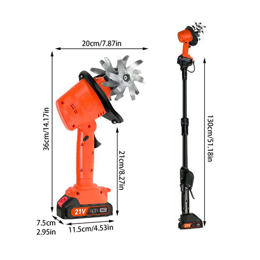 21V Cordless Garden Tiller Cultivator with 4 Stainless Steel Tines Lightweight Handheld Soil Loosener for Outdoor Yard and Beds
