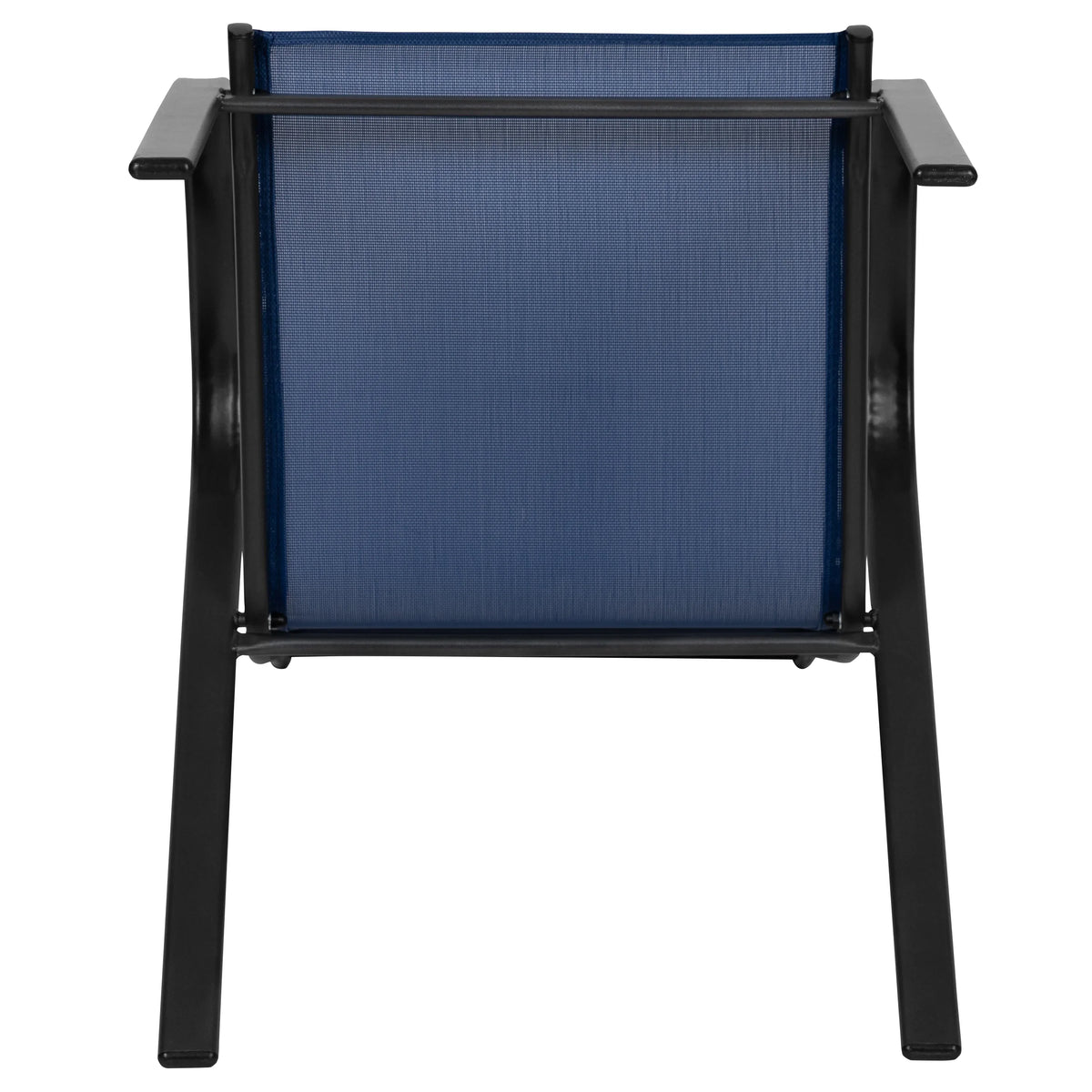 2026 NewBizChair 5 Pack Black Outdoor Stack Chair with Flex Comfort Material and Metal Frame