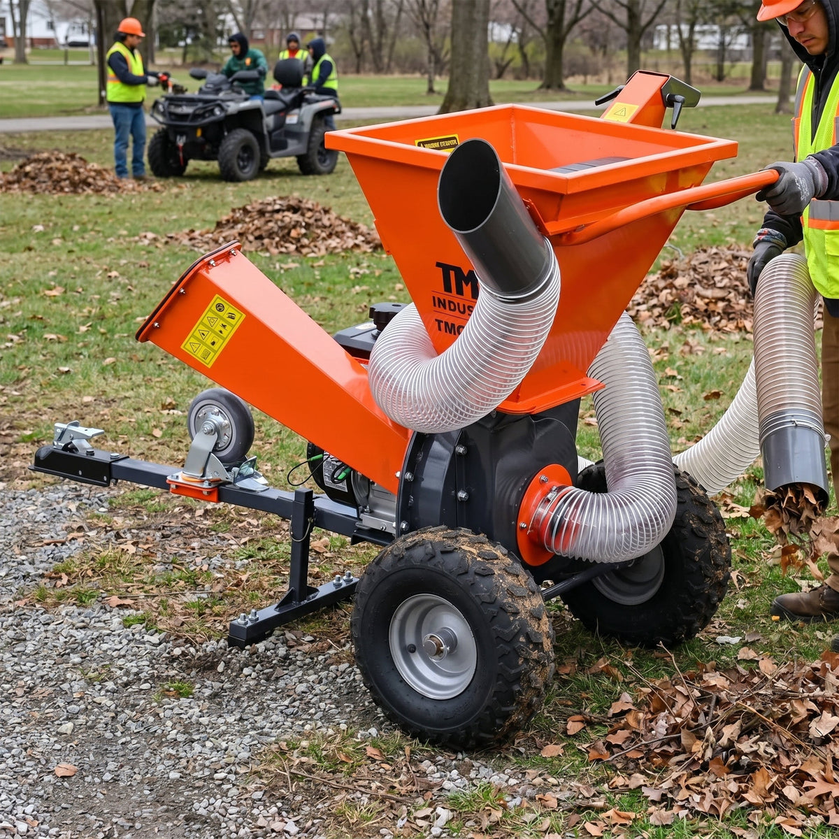 3" Wood Chipper Shredder Vacuum – 7HP Gas Kohler Engine, Tow-Behind 1-7/8" TMG-GWC3