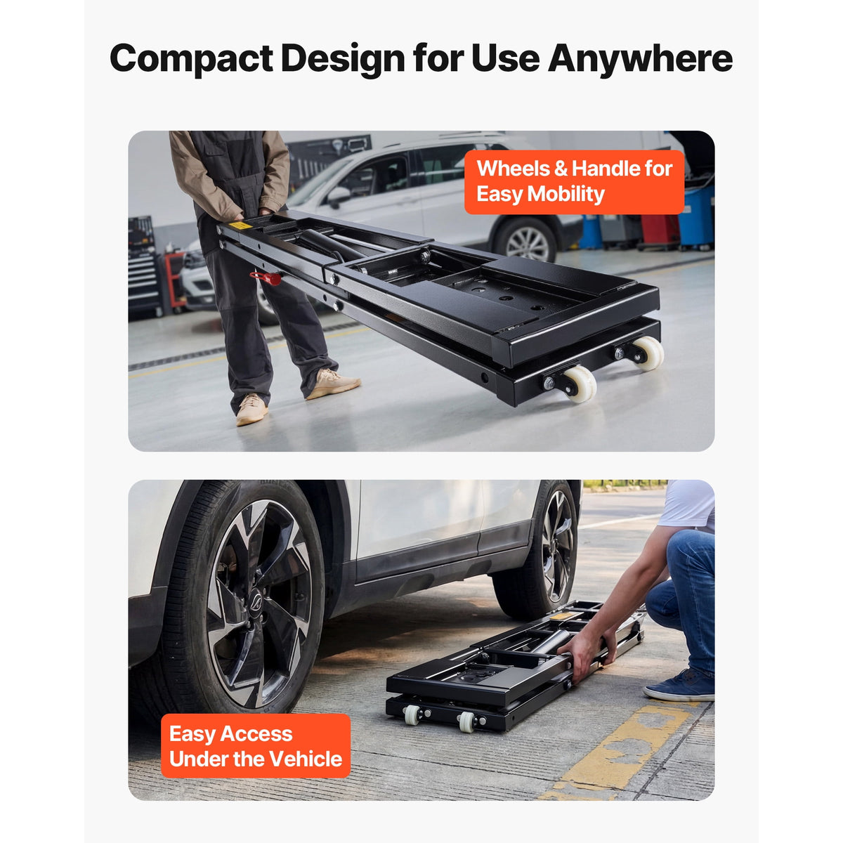 KFFKFF Portable Car Lift, 9000 lbs Capacity, Heavy Duty Steel Truck Lift with 28" Max Height, 120V Power Unit, Wheels, 4 Rubber Pads
