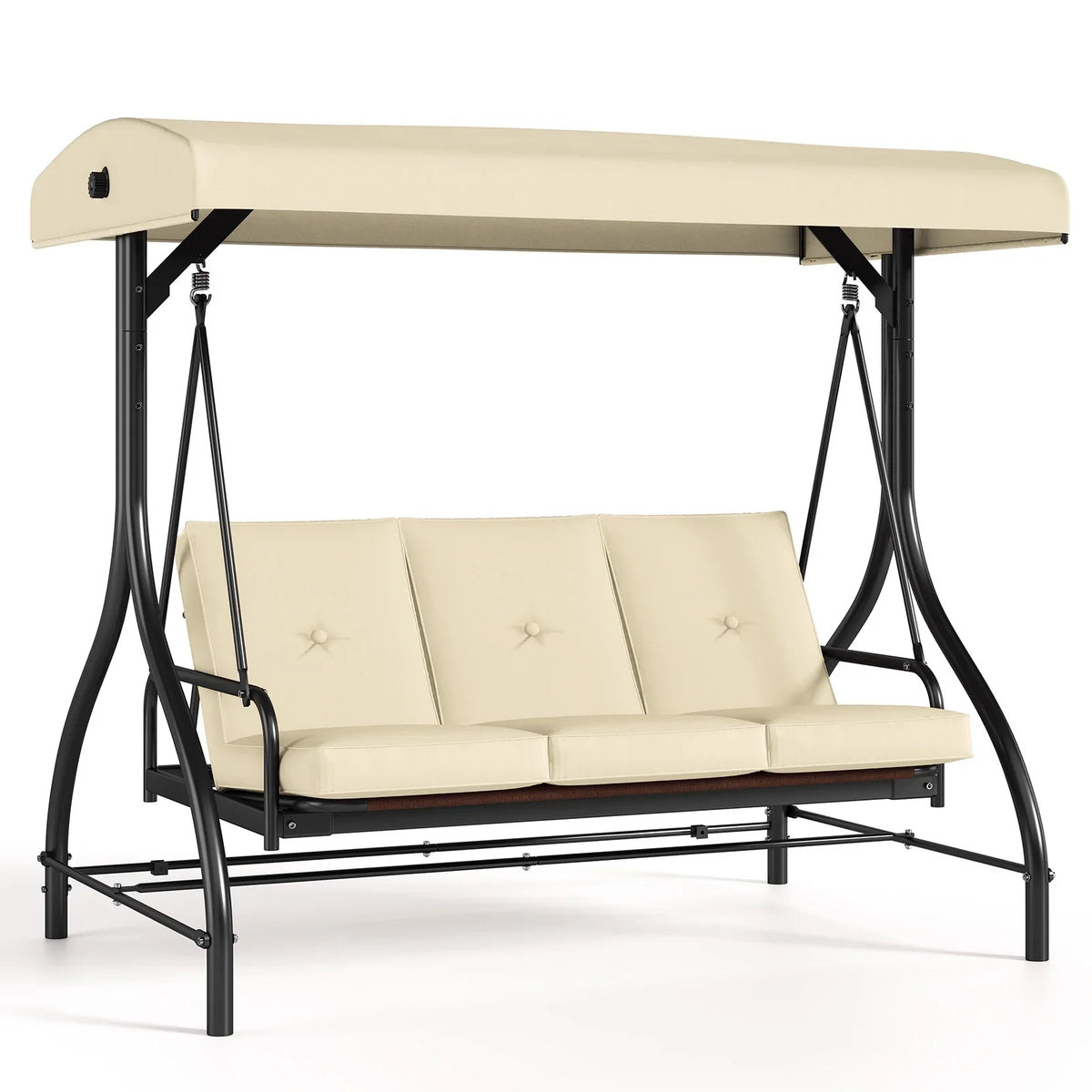 2026 NewArlopu 3 Person Porch Swing Outdoor Converting Canopy Swing Glider with Canopy