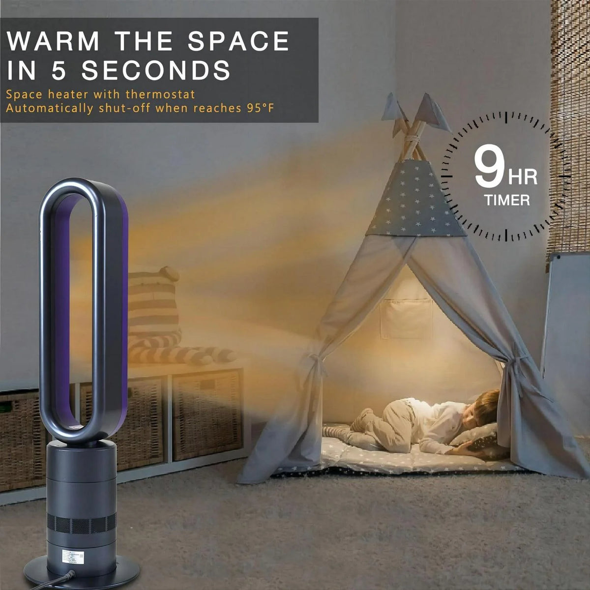 2026 New32 inch Bladeless Tower Fan. 9h Timer 10 Speeds With Remote Control. Air Circulator Fan For Home Air Conditioner