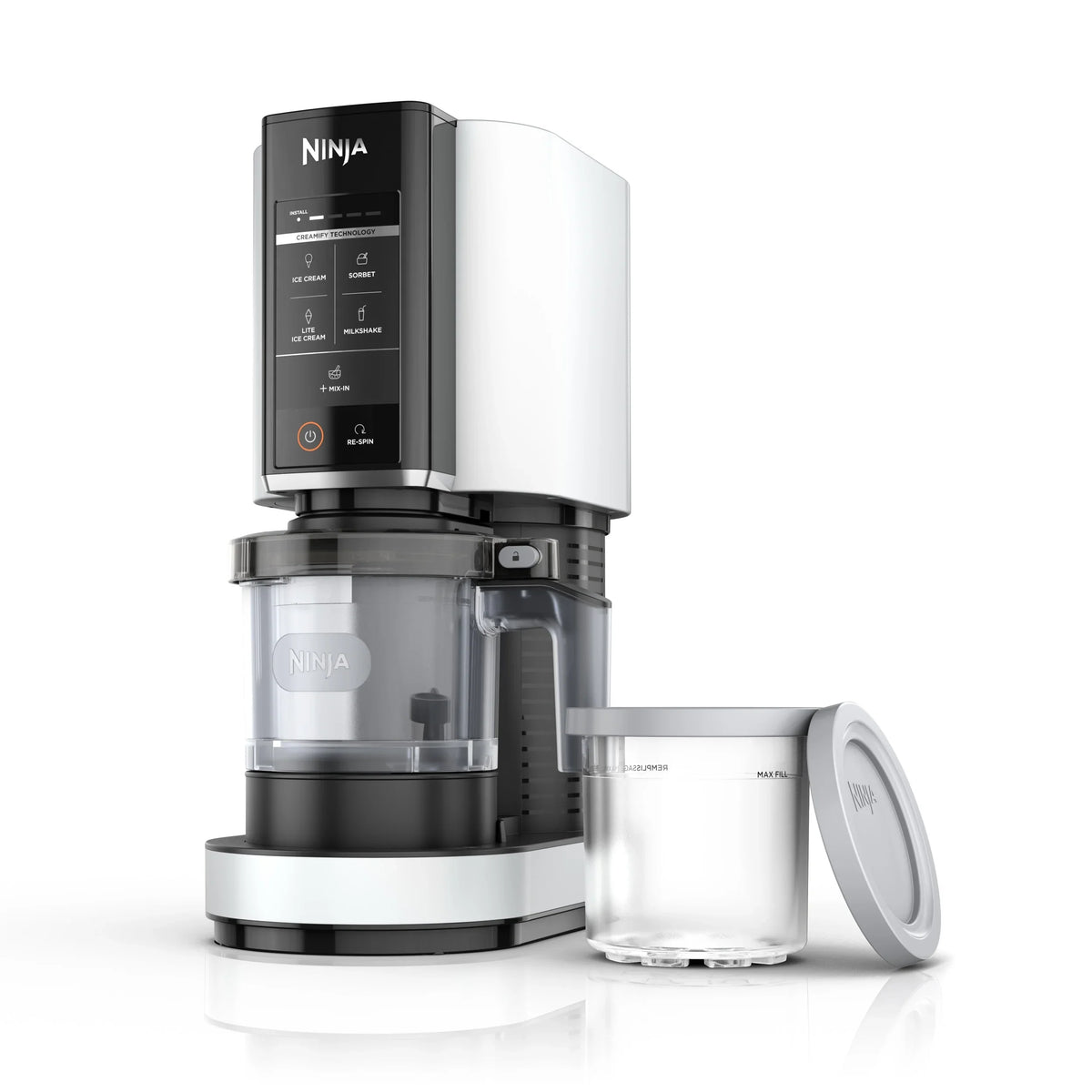 2026 NewNinja CREAMi Ice Cream Maker, for Gelato, Mix-ins, Milkshakes, Sorbet, Smoothie Bowls & More, 5 One-Touch Programs, with (2) 16 oz Pint Containers & Lids, Perfect for Kids, White, NC300WH