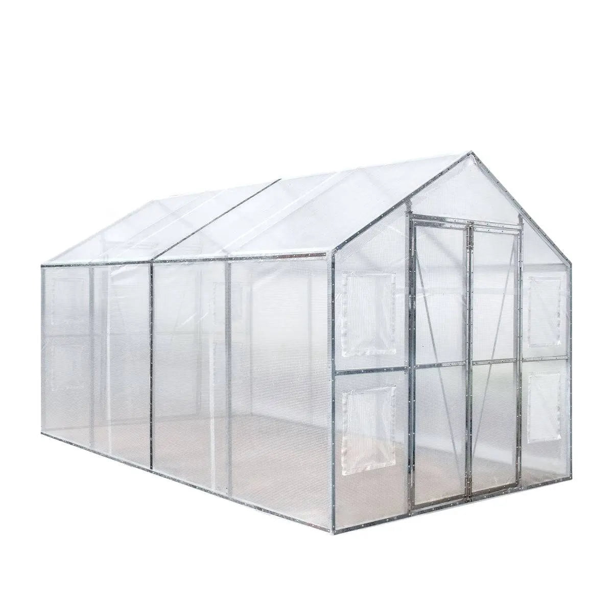 Greenhouse Grow Tent, 8' x 13', 20 Mil Ripstop Leno Mesh PVC Cover, Galvanized Steel Frame, Roll-up Windows, TMG-GH813