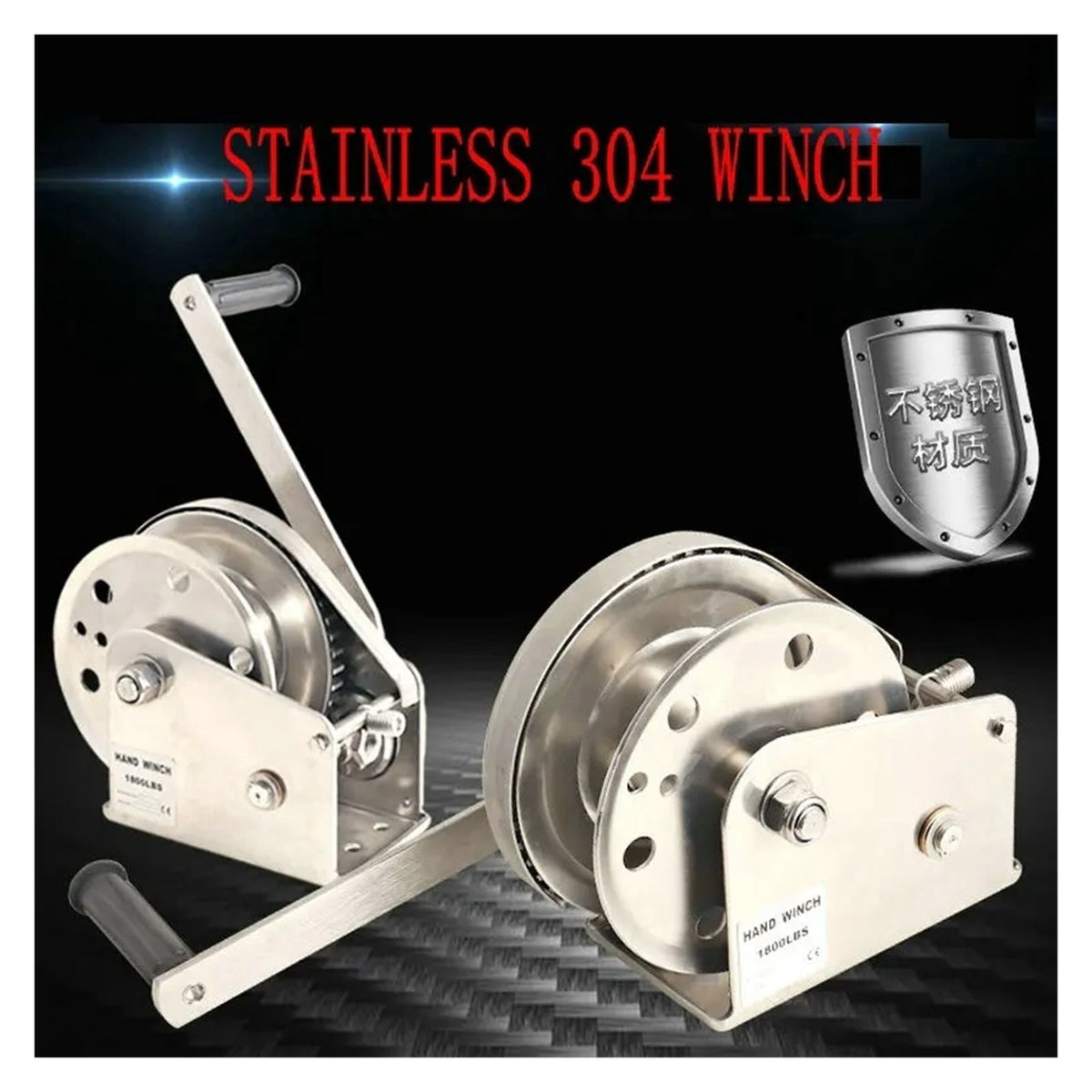 STAINLESS 304 Material 800-2600LBS Boat Truck Self Locking Wire Rope Cable Ratcheting Manual Hand Winch ,Excellent Towing Capacity