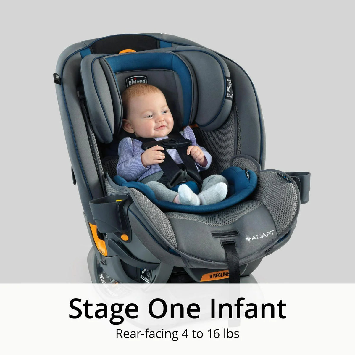 2026 NewChicco Fit4 Adapt 4-in-1 Convertible Car Seat - Vapor (Grey)