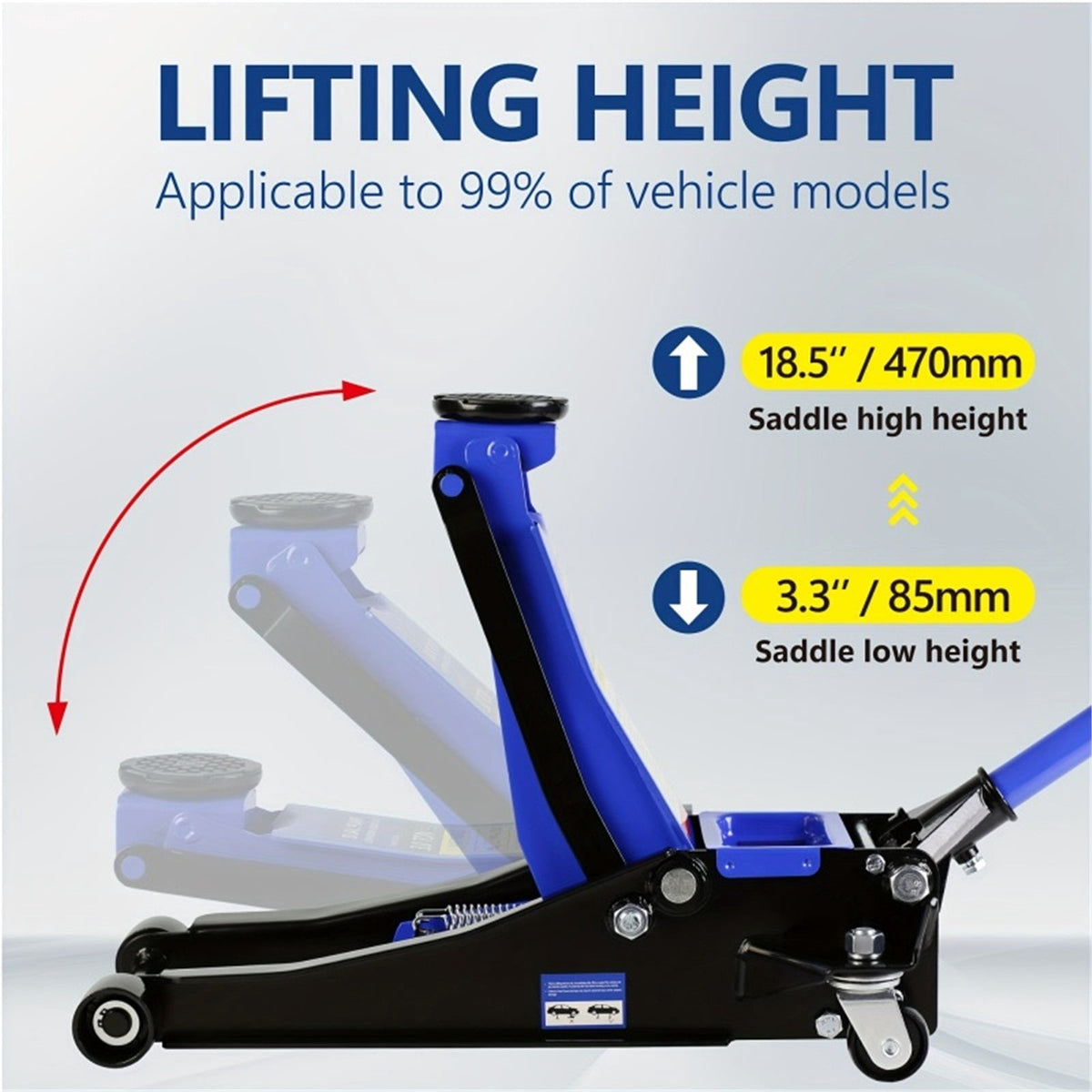 Hydraulic Low Profile And Steel Racing Floor Jack 3 Ton (6600 Lb) Capacity, With Dual Piston Quick Lift Pump, Blue Lifting Range ,Robust Construction