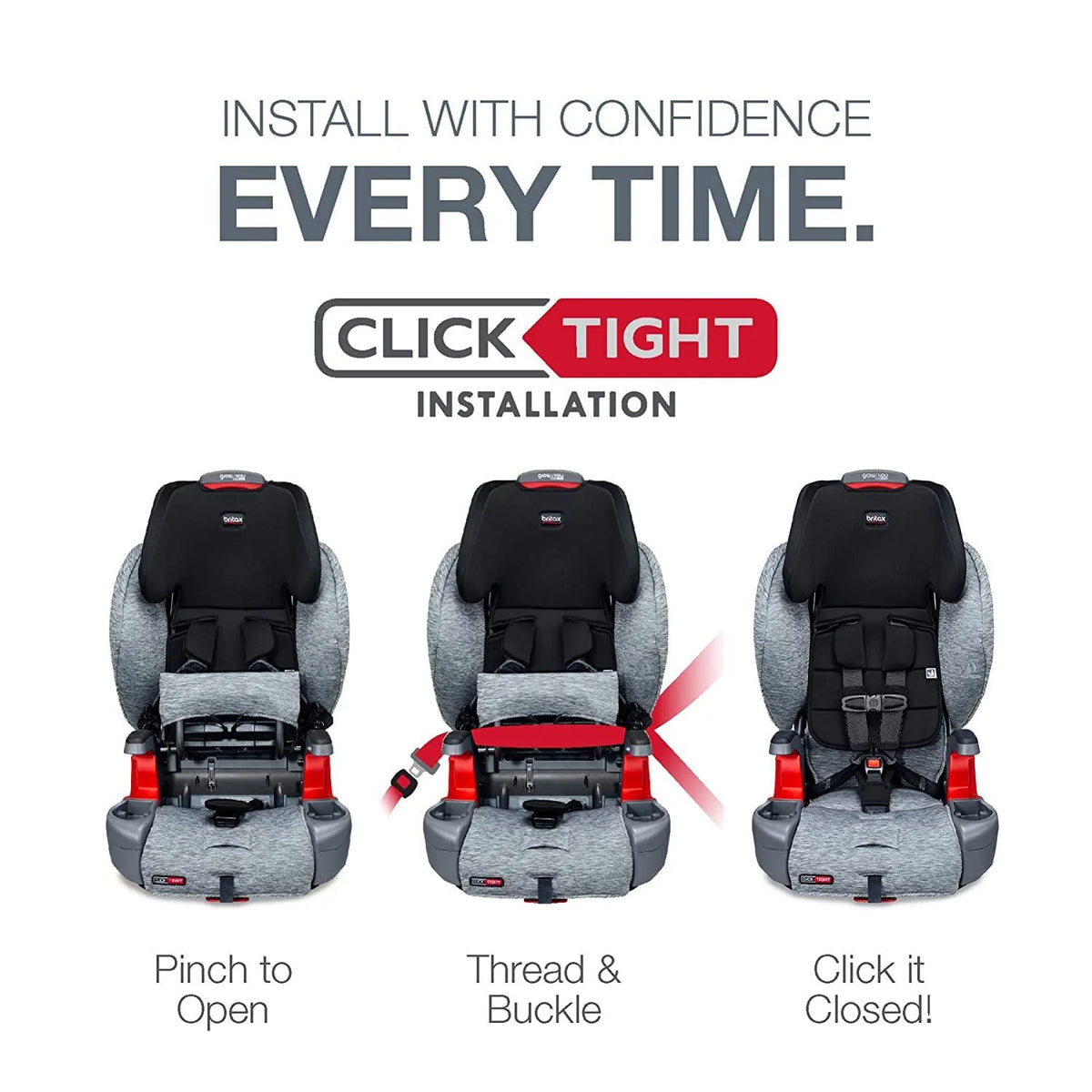 2026 NewBritax Grow With You ClickTight Harness-2-Booster Car Seat. 2-in-1 High Back Booster. Cool Flow Grey