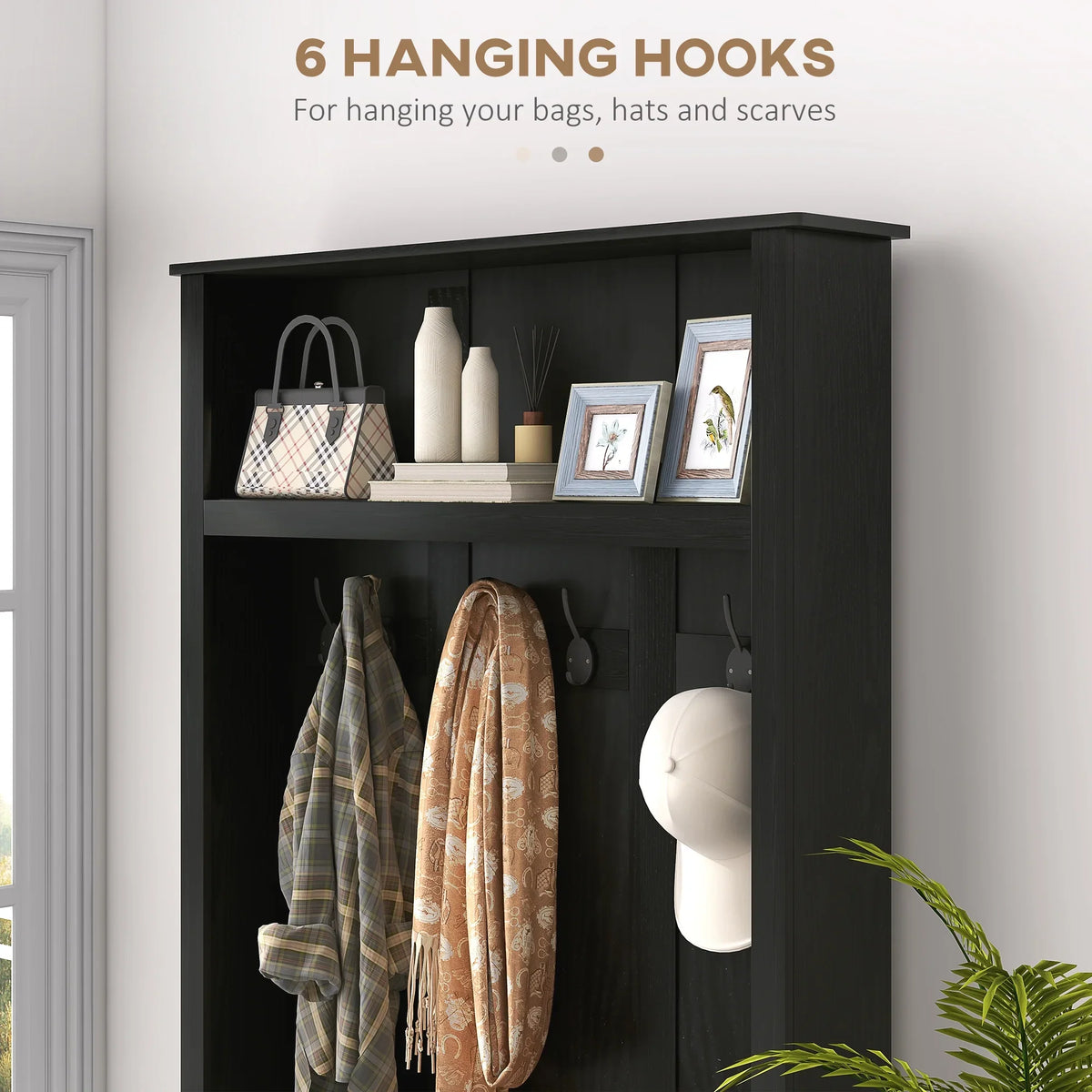 2026 NewHOMCOM Hall Tree, Entryway Bench w/ Coat Rack, Shoe Cabinet, Black