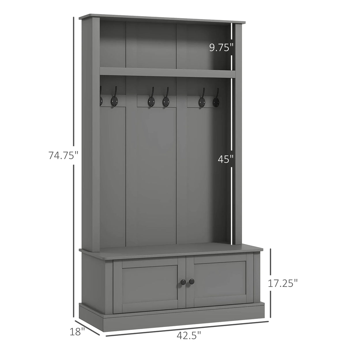 2026 NewHOMCOM Hall Tree, Entryway Bench w/ Coat Rack, Shoe Cabinet, Black