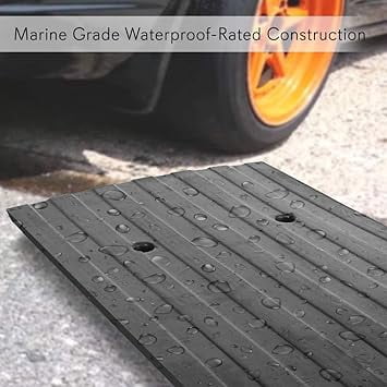 Pyle Car Driveway Adjustable Curb Ramps - 3 Pack Heavy Duty Rubber Threshold Ramp Kit Set - Also for Loading Dock, Garage, Sidewalk, Truck, Scooter, Bike, Motorcycle & Wheelchair Mobility - PCRBDR23