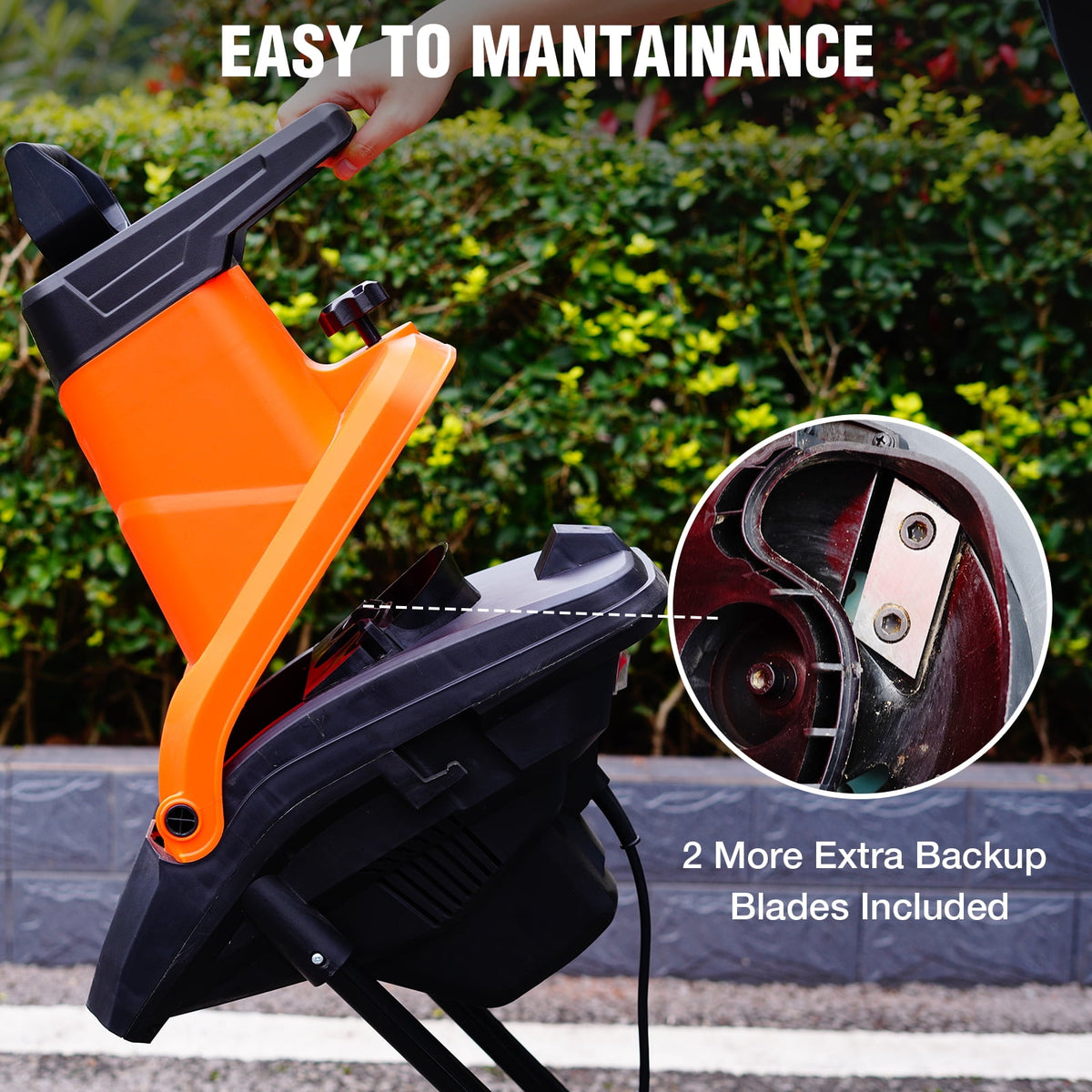 AIVOLT Electric Wood Chipper Shredder Mulcher 15-Amp, 1.8-Inch Cut, 50L Collection Bag, Portable with Wheels for Yard Waste