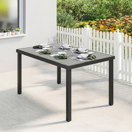 Outsunny Rectangular Patio Table for 6, 55" Outdoor Dining Table, Grey