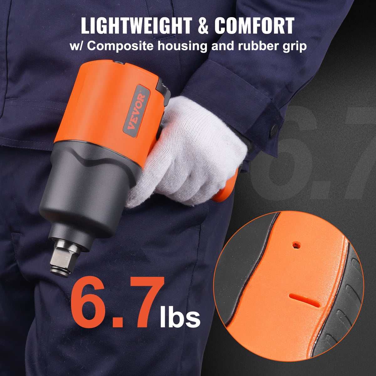 VEVOR Air Impact Wrench, 3/4-Inch Drive Air Impact Gun, Up to 1870ft-lbs Nut-busting Torque, Composite Pneumatic Impact Wrench for Auto Repairs