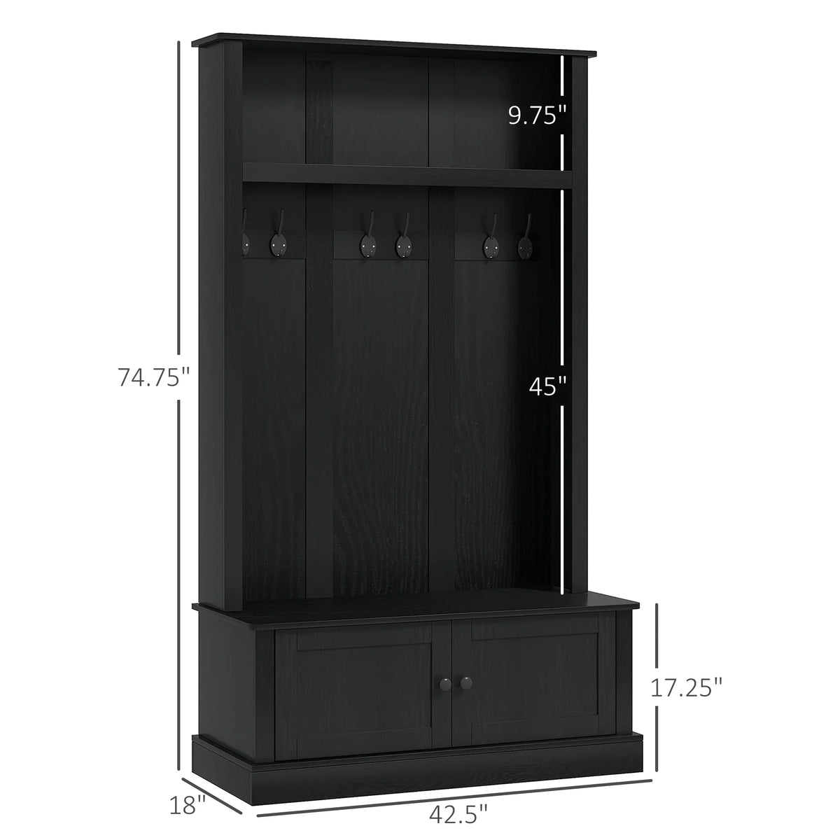 2026 NewHOMCOM Hall Tree, Entryway Bench w/ Coat Rack, Shoe Cabinet, Black
