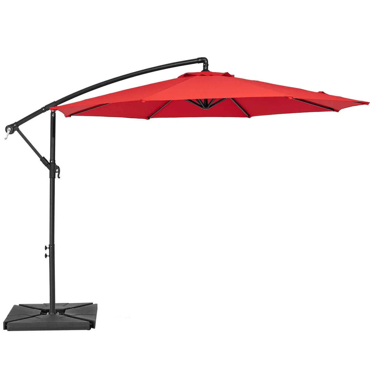 2026 NewJUSTLET 10ft Heavy Duty Patio Hanging Offset Cantilever Patio Umbrella W/ 4-Piece Base Included Included, Beige
