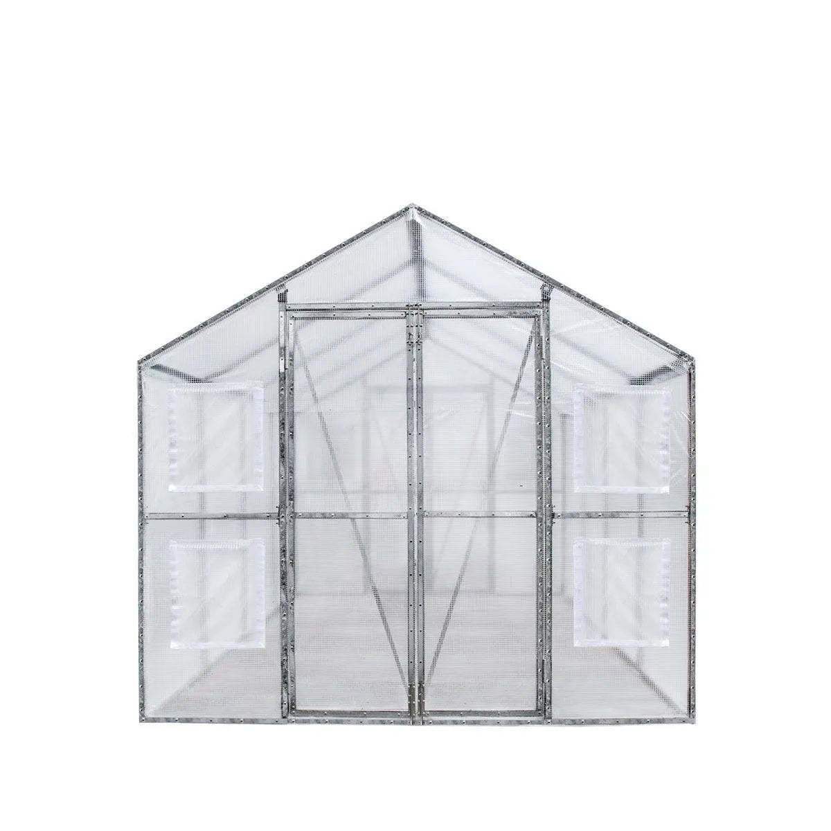 Greenhouse Grow Tent, 8' x 13', 20 Mil Ripstop Leno Mesh PVC Cover, Galvanized Steel Frame, Roll-up Windows, TMG-GH813