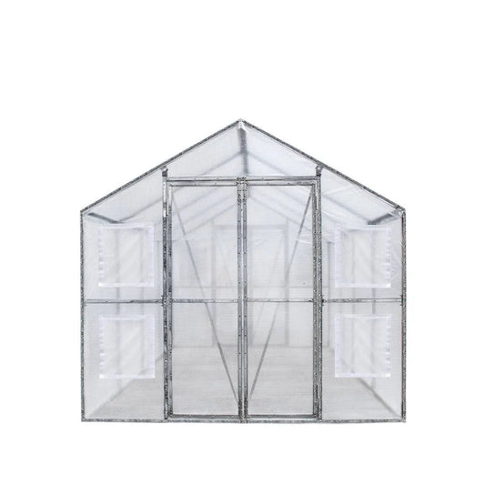 Greenhouse Grow Tent, 8' x 13', 20 Mil Ripstop Leno Mesh PVC Cover, Galvanized Steel Frame, Roll-up Windows, TMG-GH813