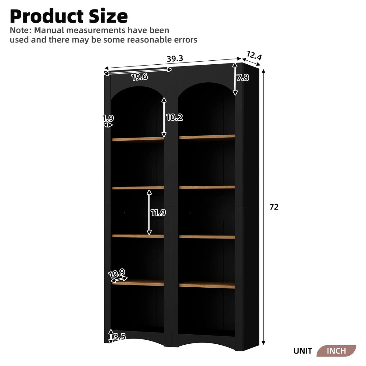 2026 New72"h Pantry Pair, 2, Adjustable Shelves,, Black Finish 2 Bookcase, Cabinet With Vintage Style