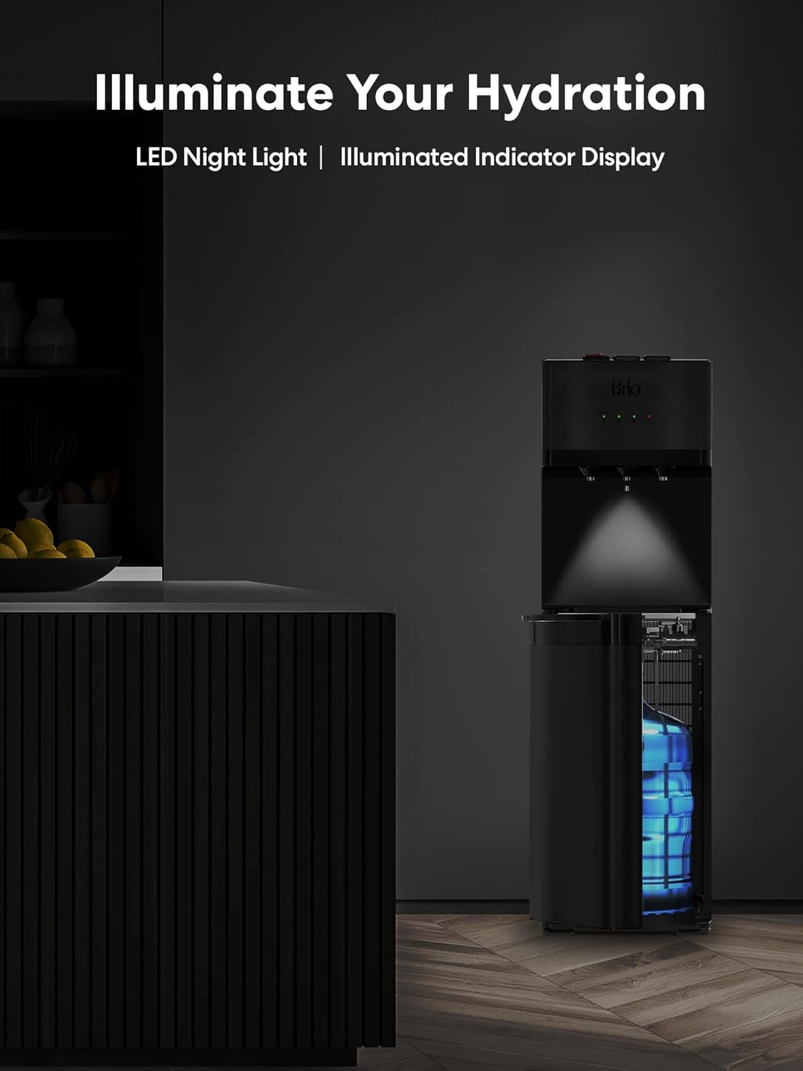 Self Cleaning Bottom Loading Water Cooler Water Dispenser  ?Black Stainless Steel - 3 Temperature Settings - Hot, Room & Cold Water