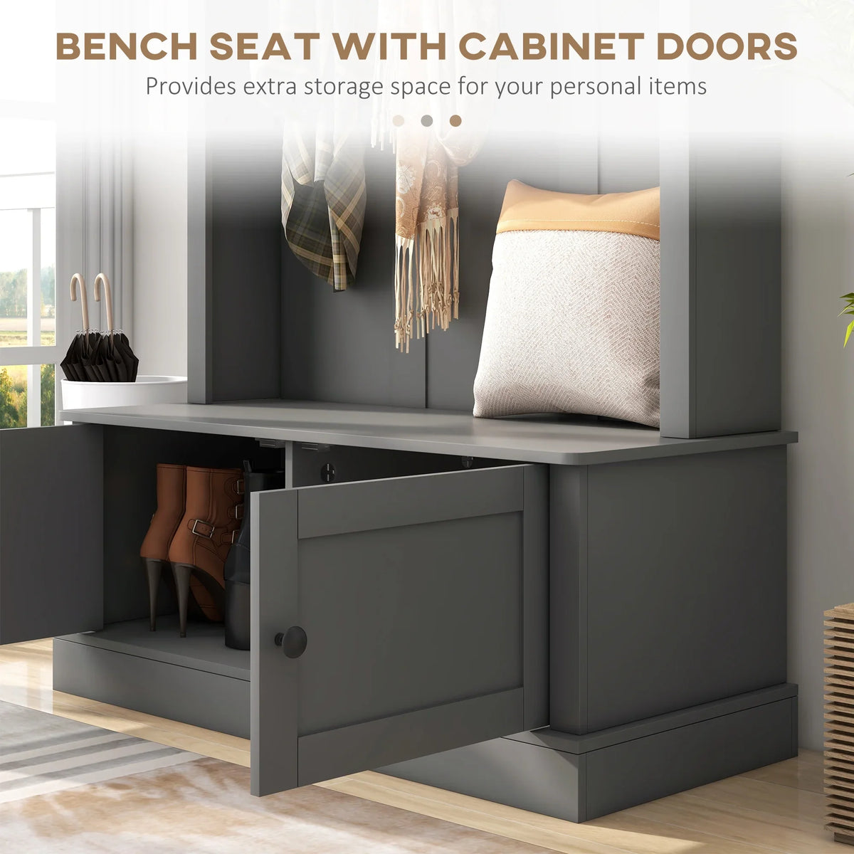 2026 NewHOMCOM Hall Tree, Entryway Bench w/ Coat Rack, Shoe Cabinet, Black