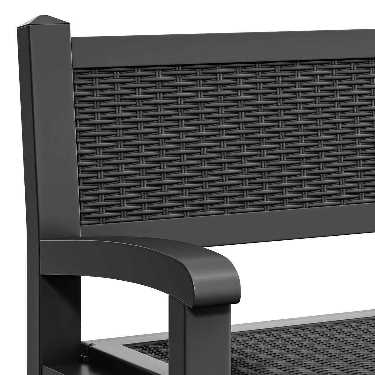 2026 NewModFusion 70-Gallon Outdoor Resin Storage Cabinet with Rattan Backrest �C Waterproof Patio Bench Seat, 500 lbs Capacity, Black