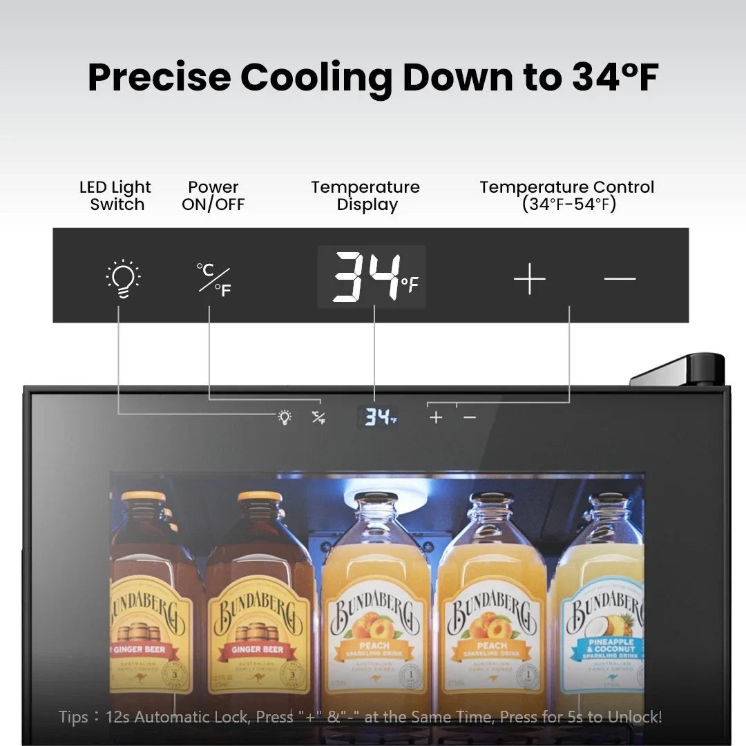 2026 NewYeego Beverage Refrigerator Cooler, Freestanding Beverage Fridge with Glass Door,95 Cans