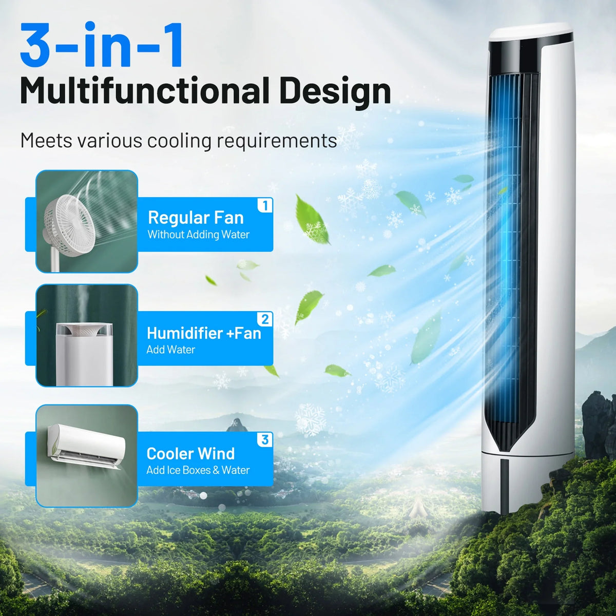 2026 NewGymax 41'' Tower Fan 3 in 1 Evaporative Air Cooler Humidifier w/ Remote Control